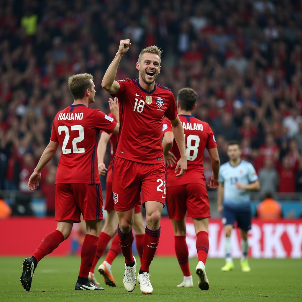 Erling Haaland Celebrating a Goal for Norway