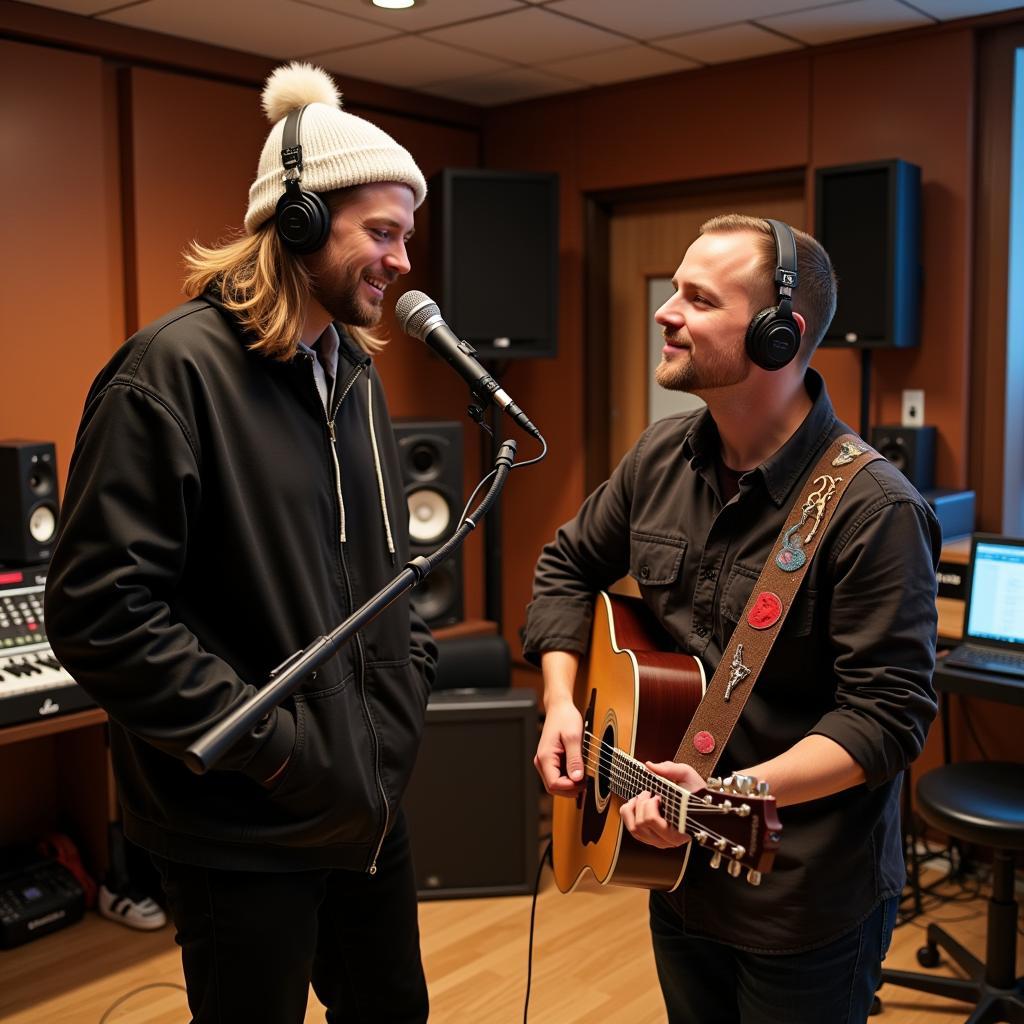 Haaland in a Recording Studio with a Musician