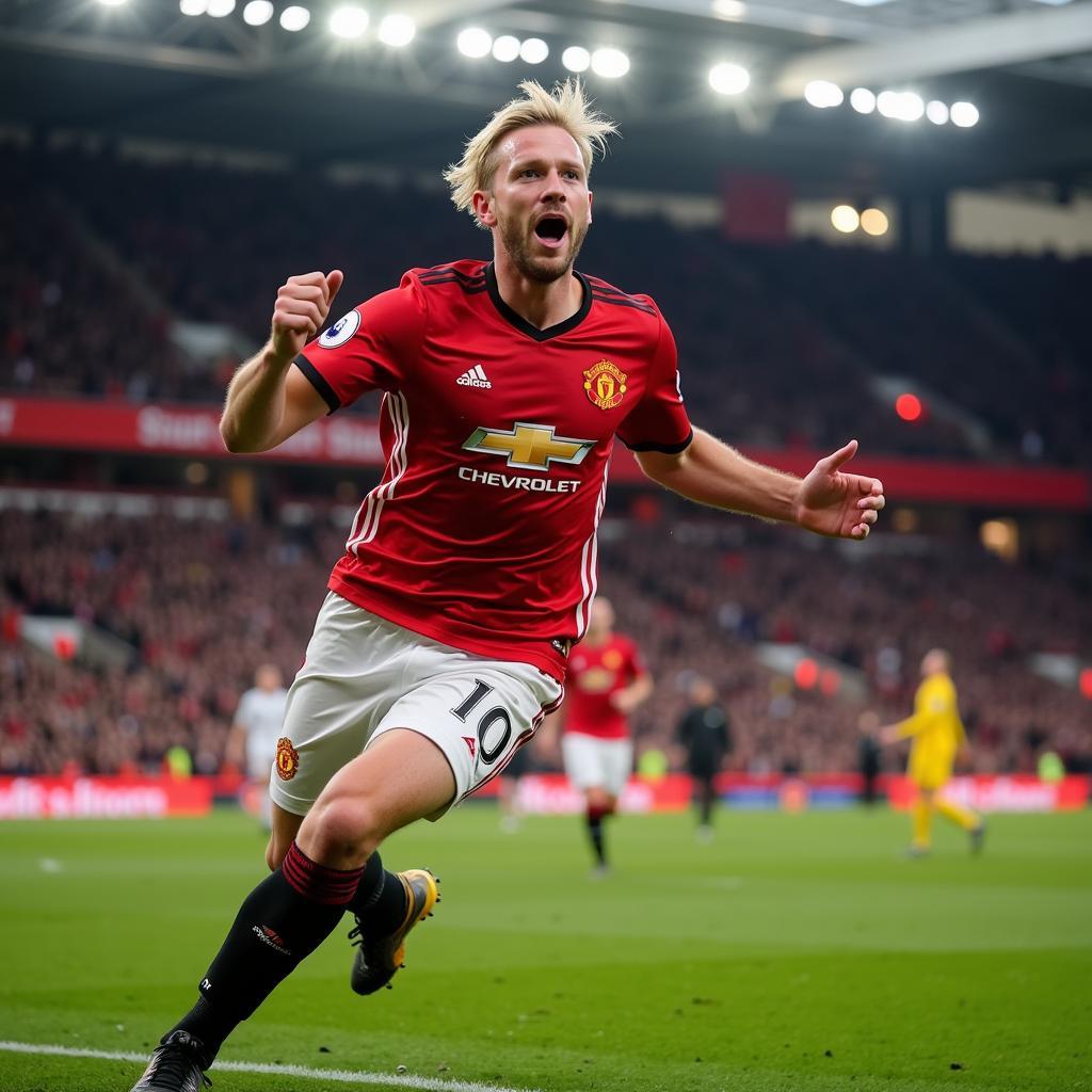 Haaland Celebrating at Old Trafford