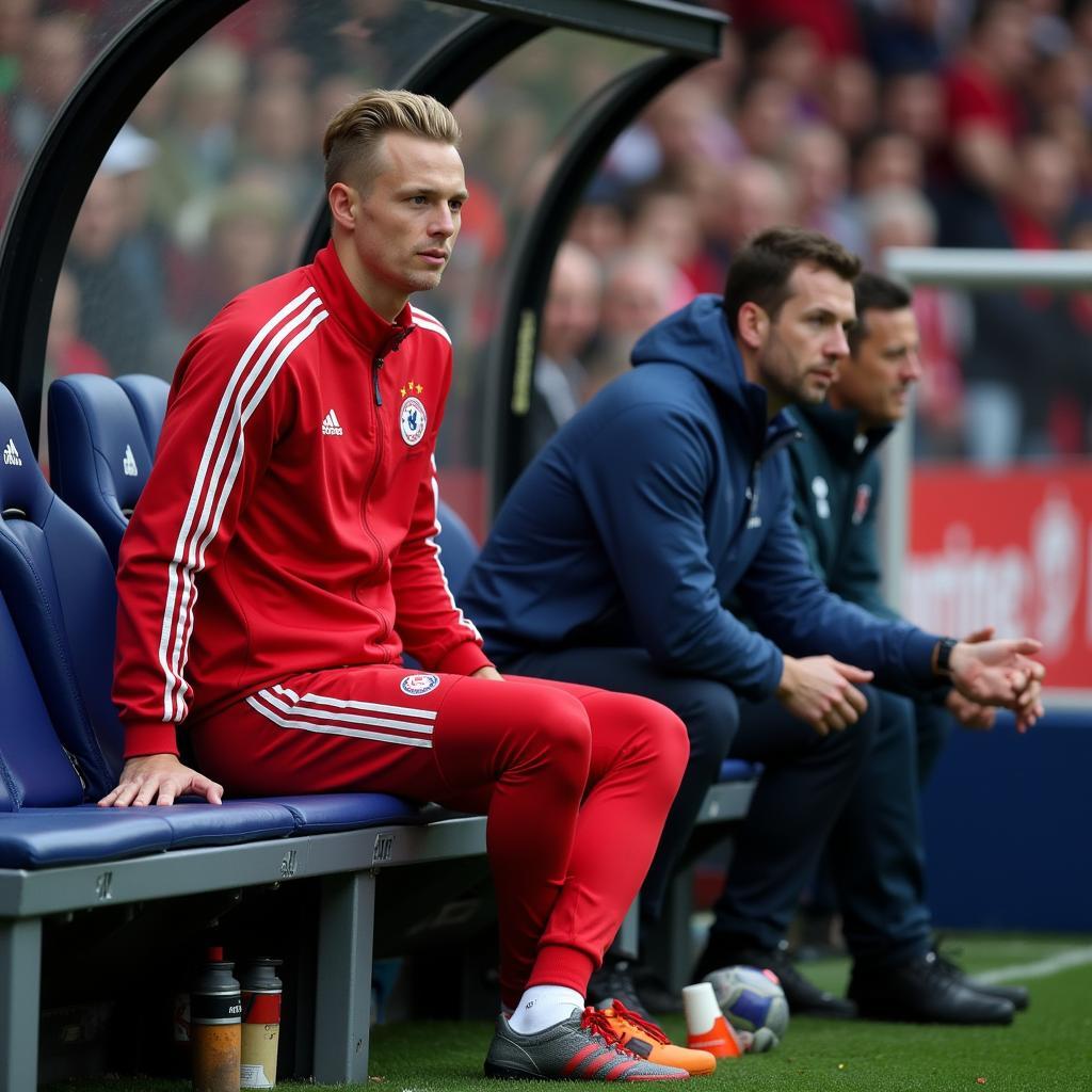 Haaland sitting on the bench during a match