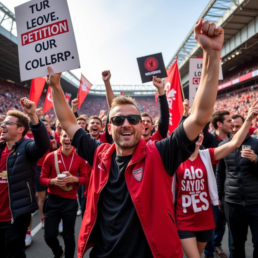 Fans celebrating a positive outcome related to a Haaland petition