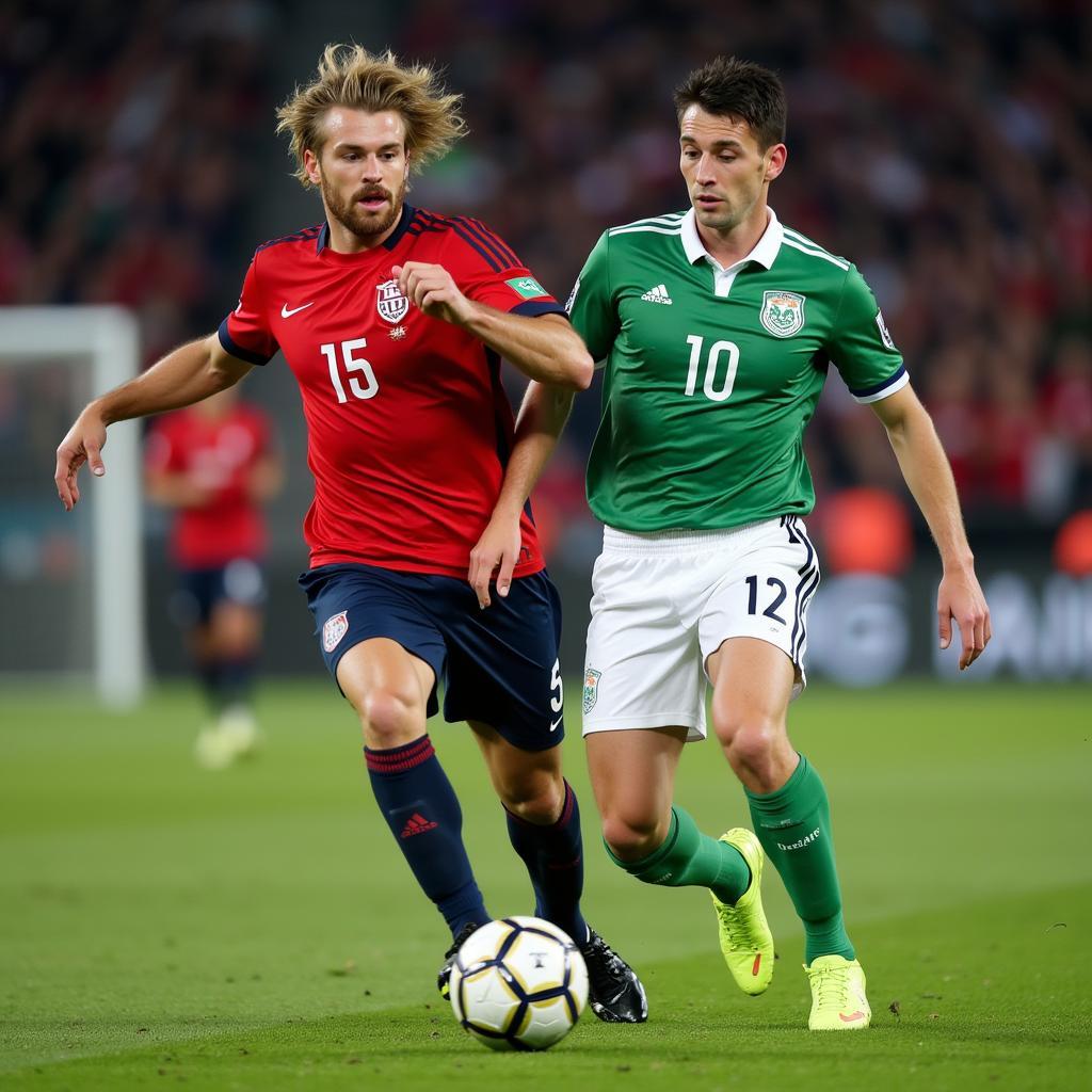 Erling Haaland playing for Norway against Northern Ireland