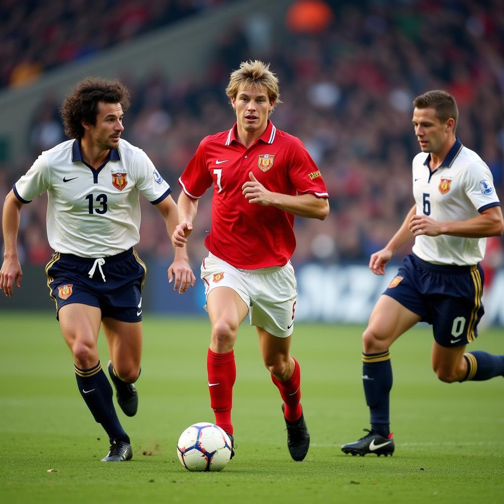 Erling Haaland displaying his power and speed on the field