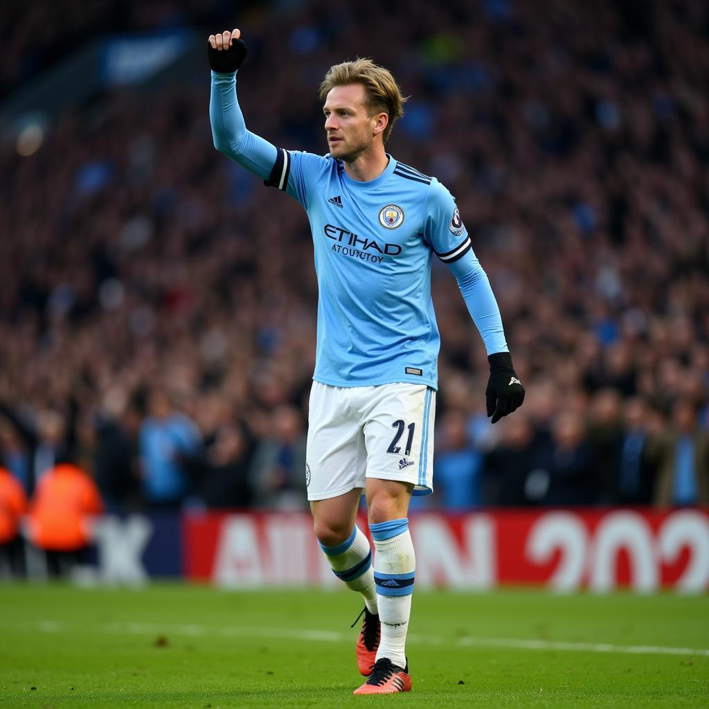 Haaland celebrating a Premier League goal