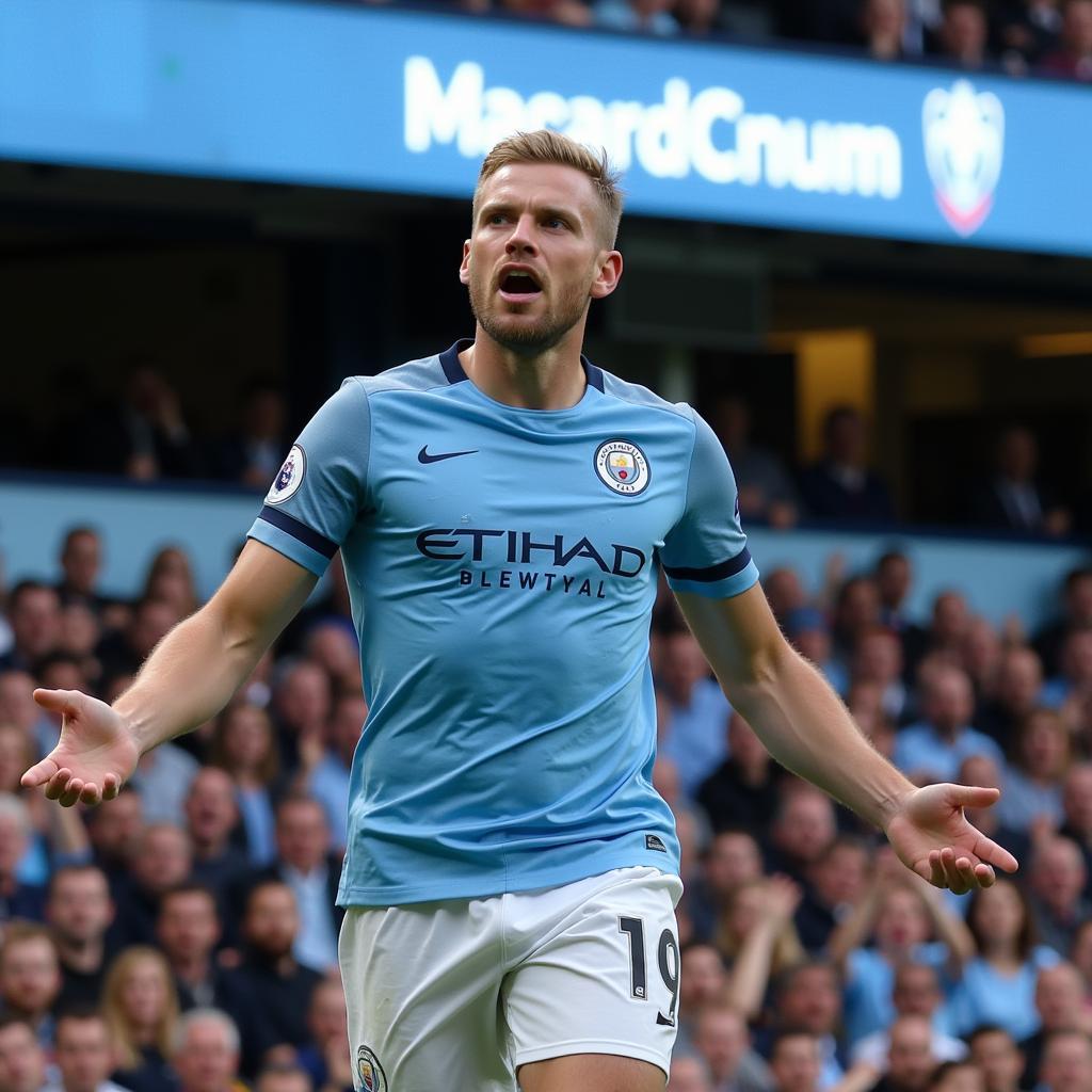 Haaland celebrating a Premier League goal