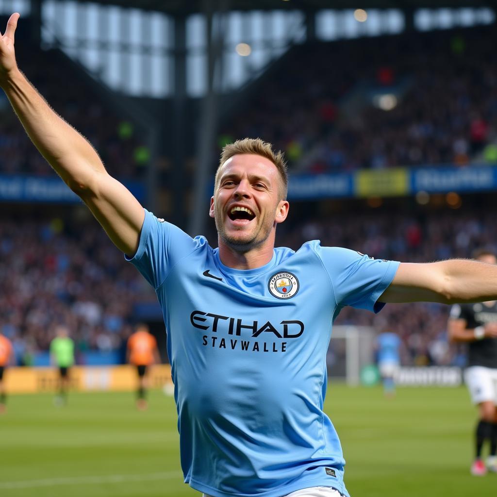 Erling Haaland celebrating a goal in the Premier League