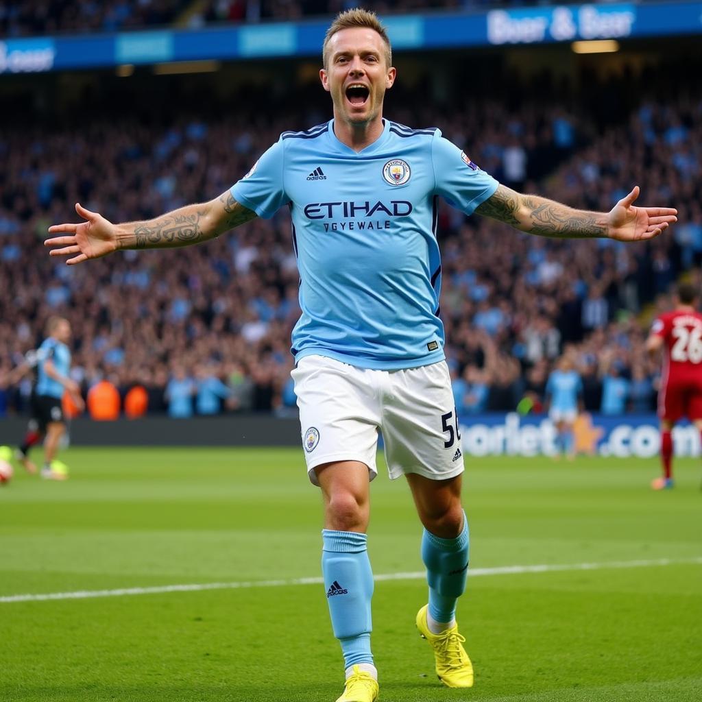 Haaland celebrating a Premier League Goal