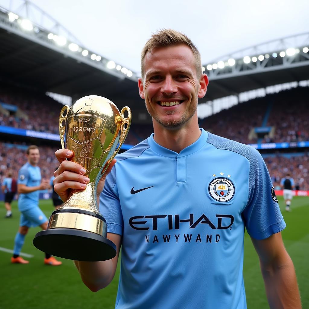 Erling Haaland receiving the Premier League Golden Boot Award