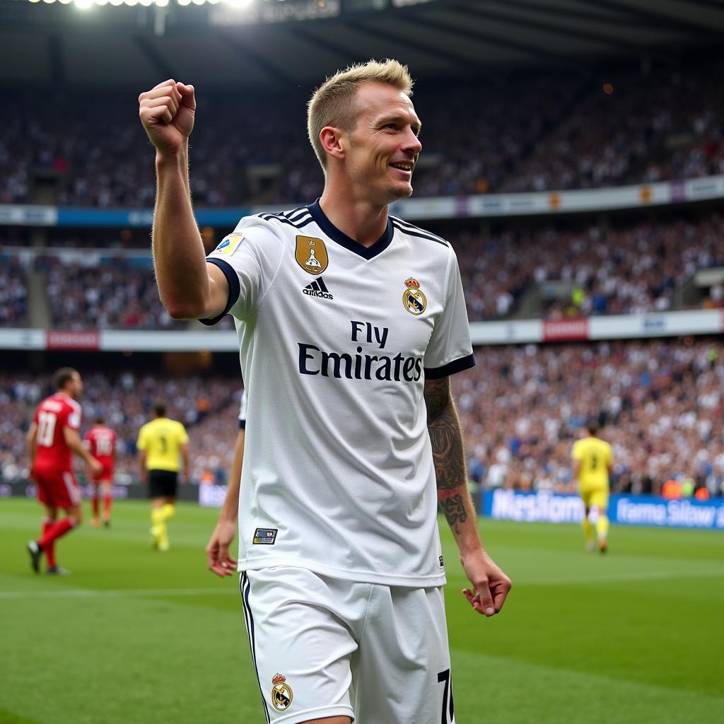 Haaland Celebrating in a Real Madrid Kit