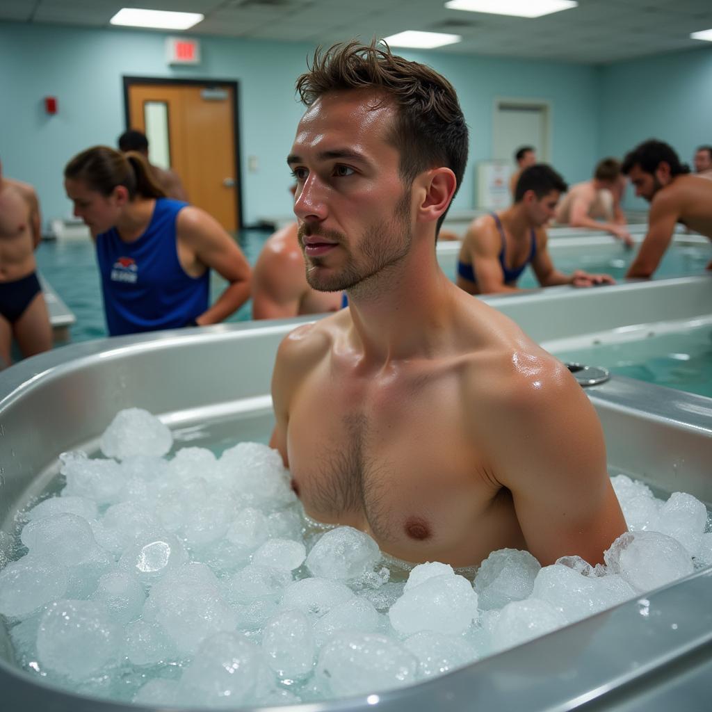 Haaland recovering in an ice bath