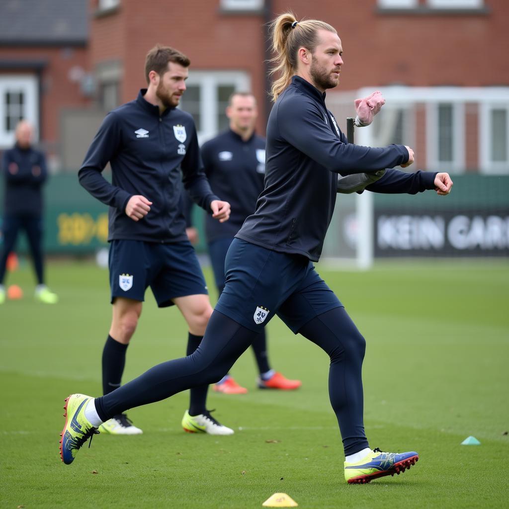 Erling Haaland undergoing recovery and training exercises.