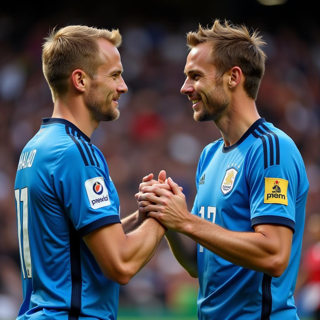 Haaland and Reus Shaking Hands