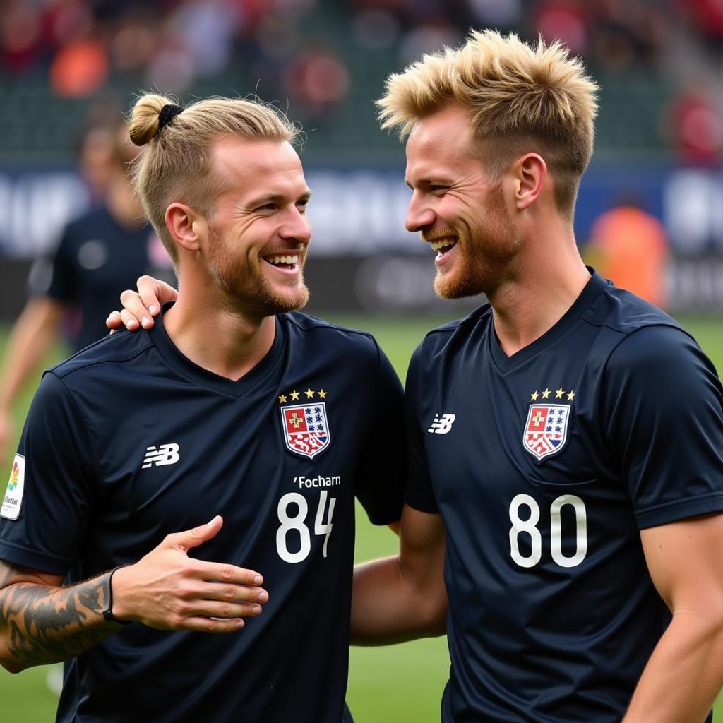 Haaland and Reus in a post-match interview