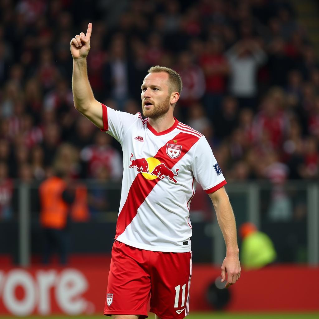 Haaland scoring for Salzburg in the Champions League