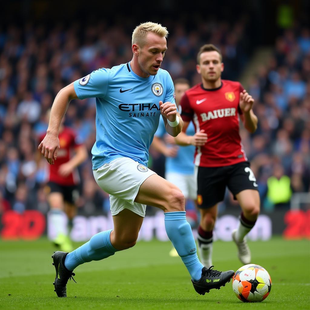 Haaland Scoring a Goal for Manchester City