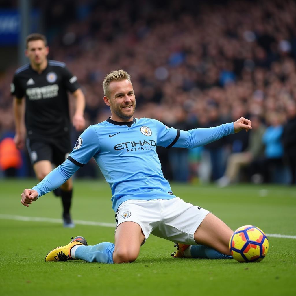 Erling Haaland scoring a hat trick for Manchester City