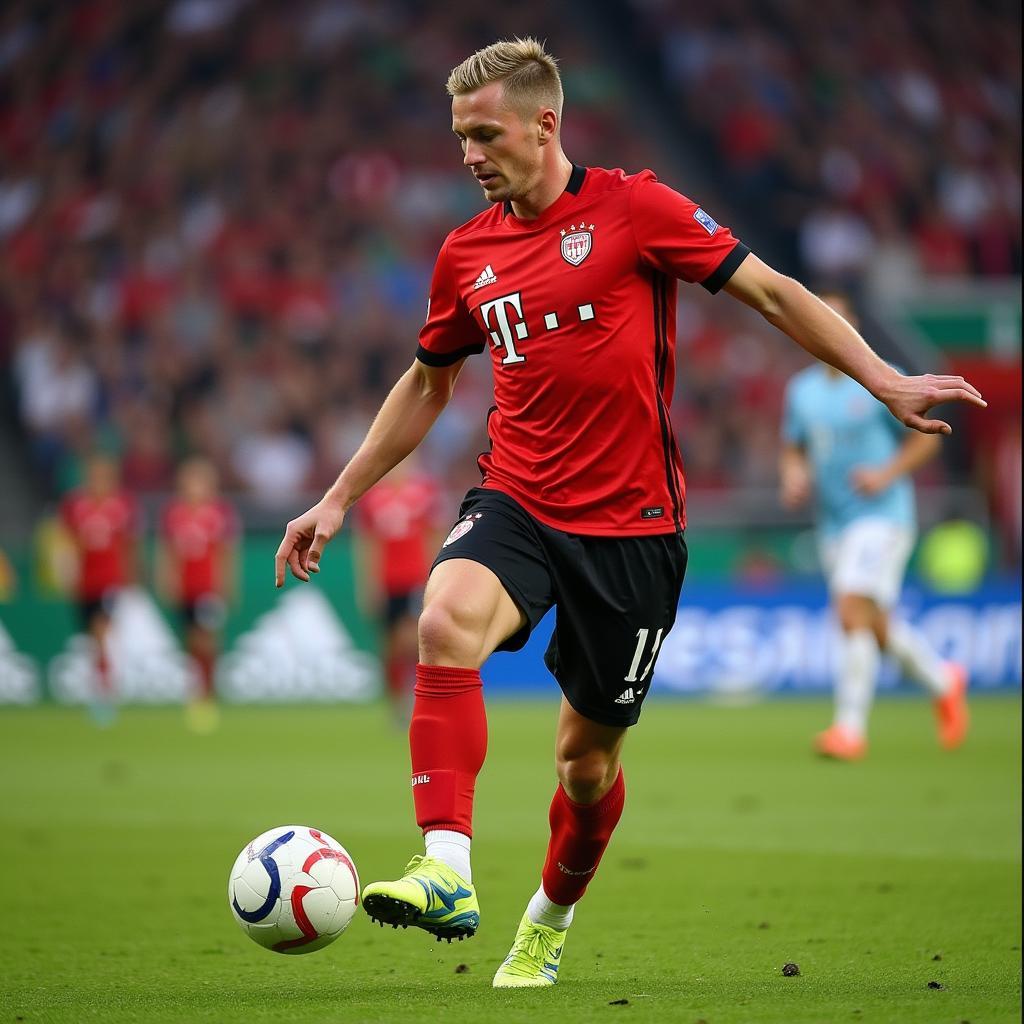 Haaland scoring a Champions League goal for Red Bull Salzburg