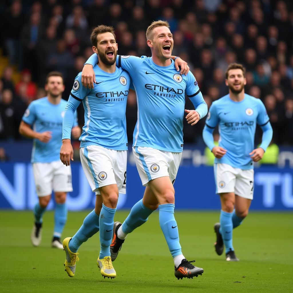 Erling Haaland scores his first goal for Man City