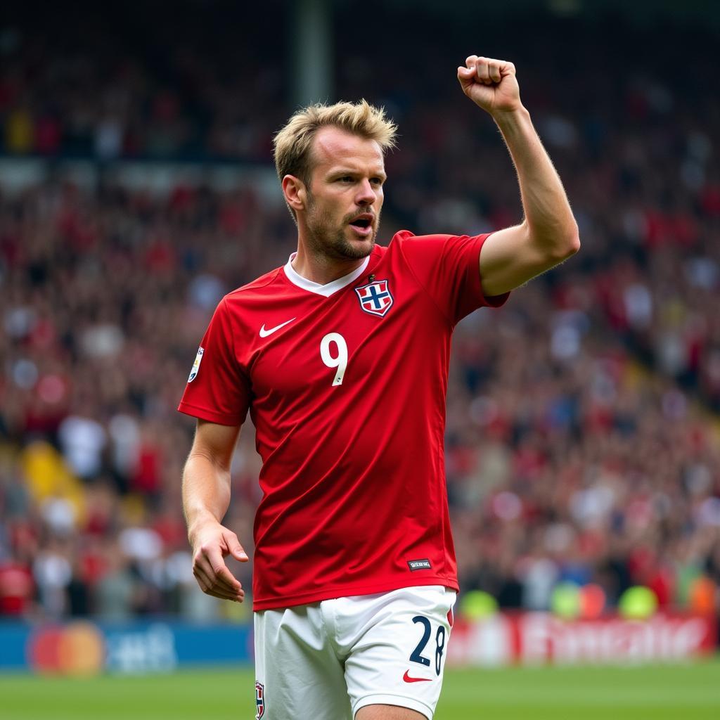 Erling Haaland celebrates a goal for Norway