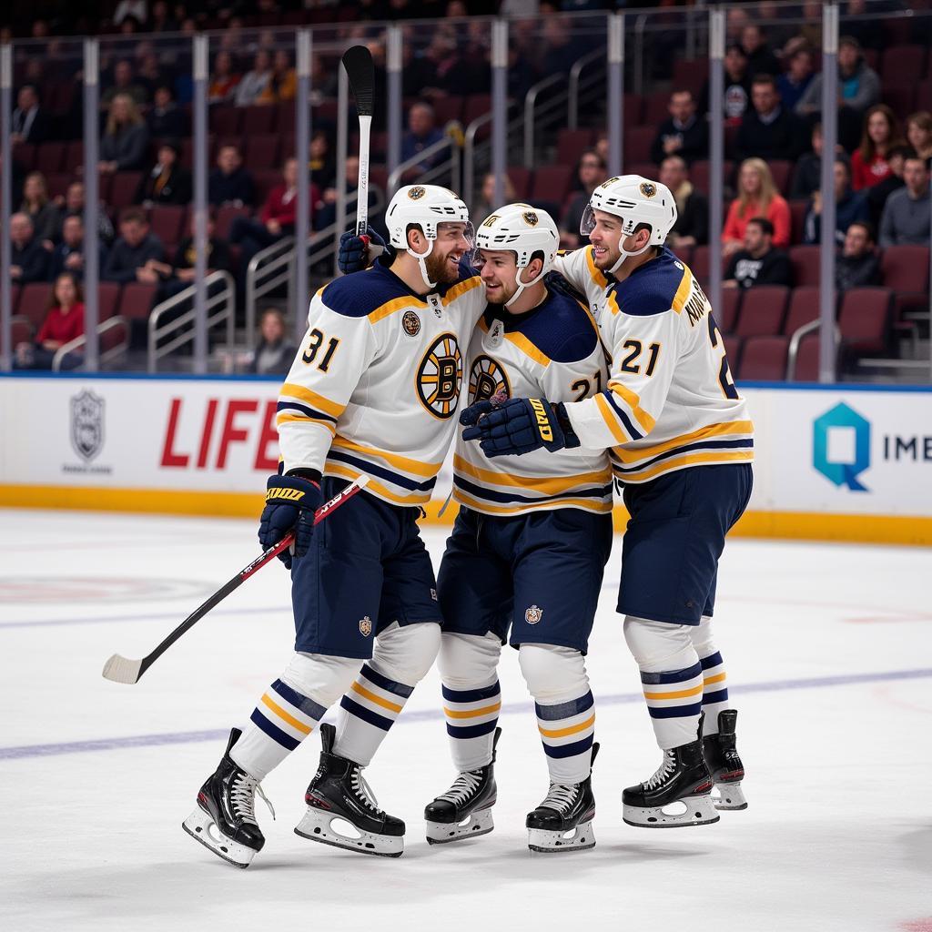 Erling Haaland celebrates a goal with his teammates.