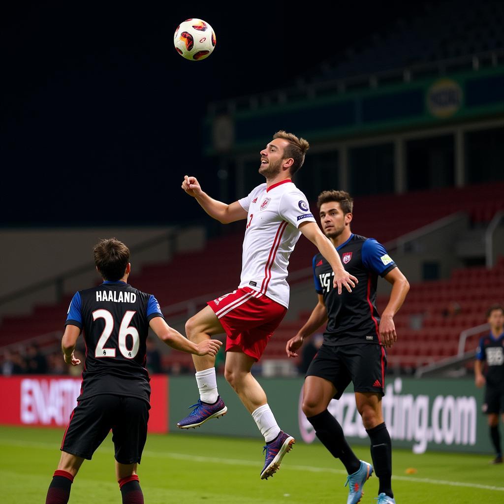 Haaland scores a powerful header in 2023