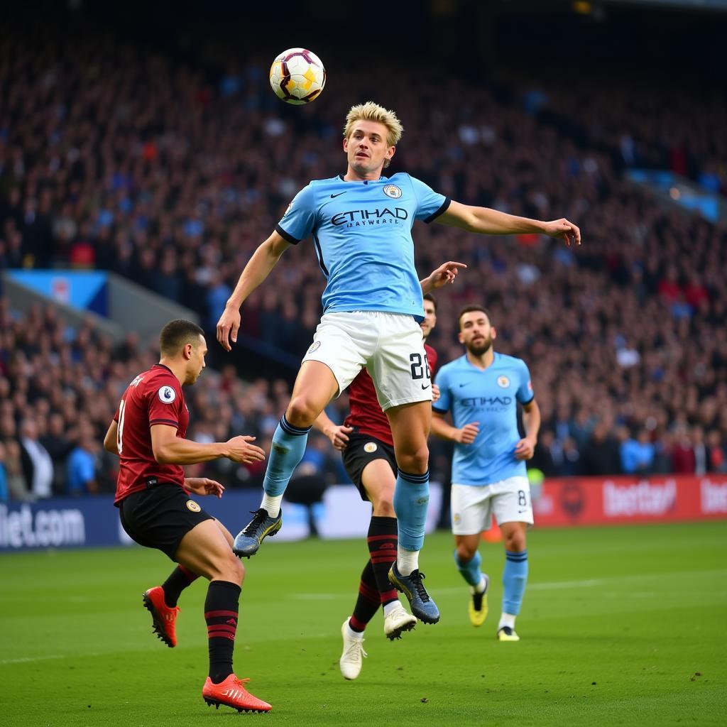 Haaland scores a powerful header for Man City