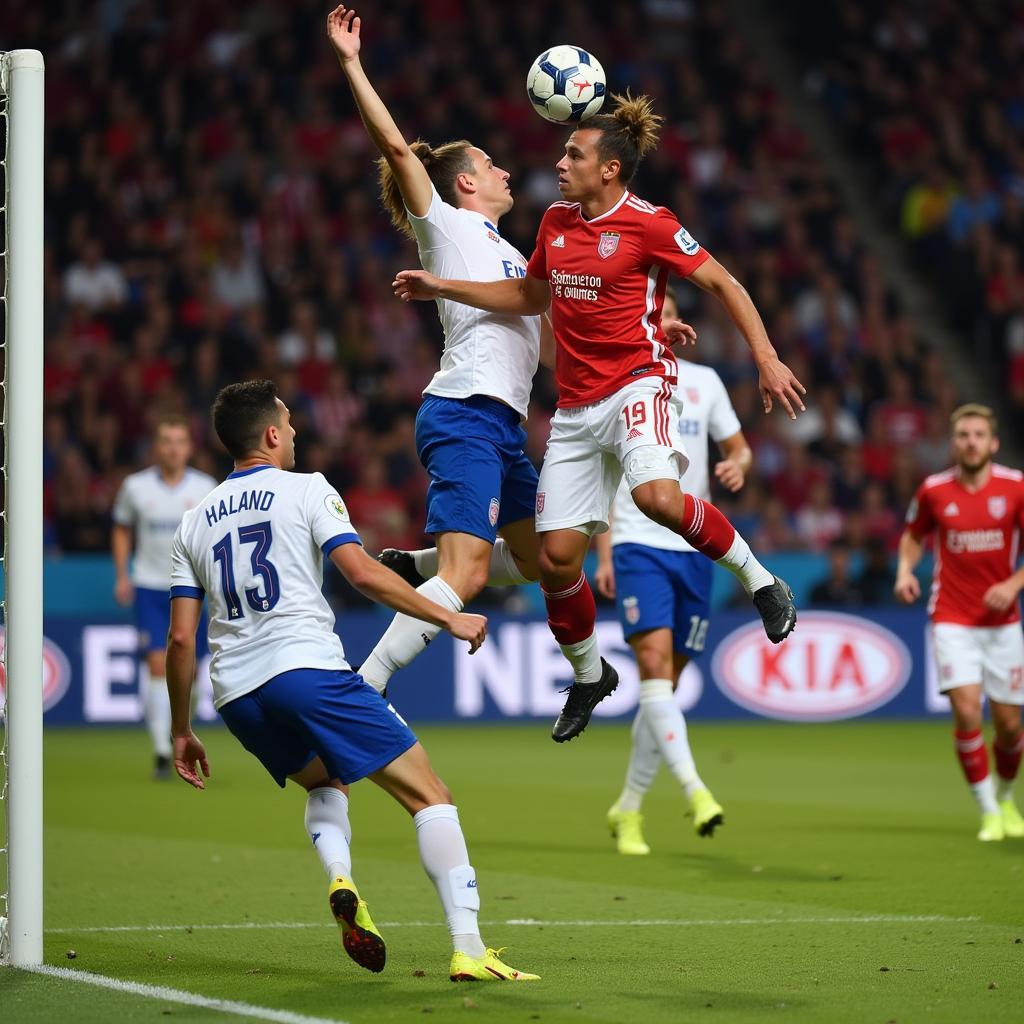 Haaland scores a powerful header for Man City