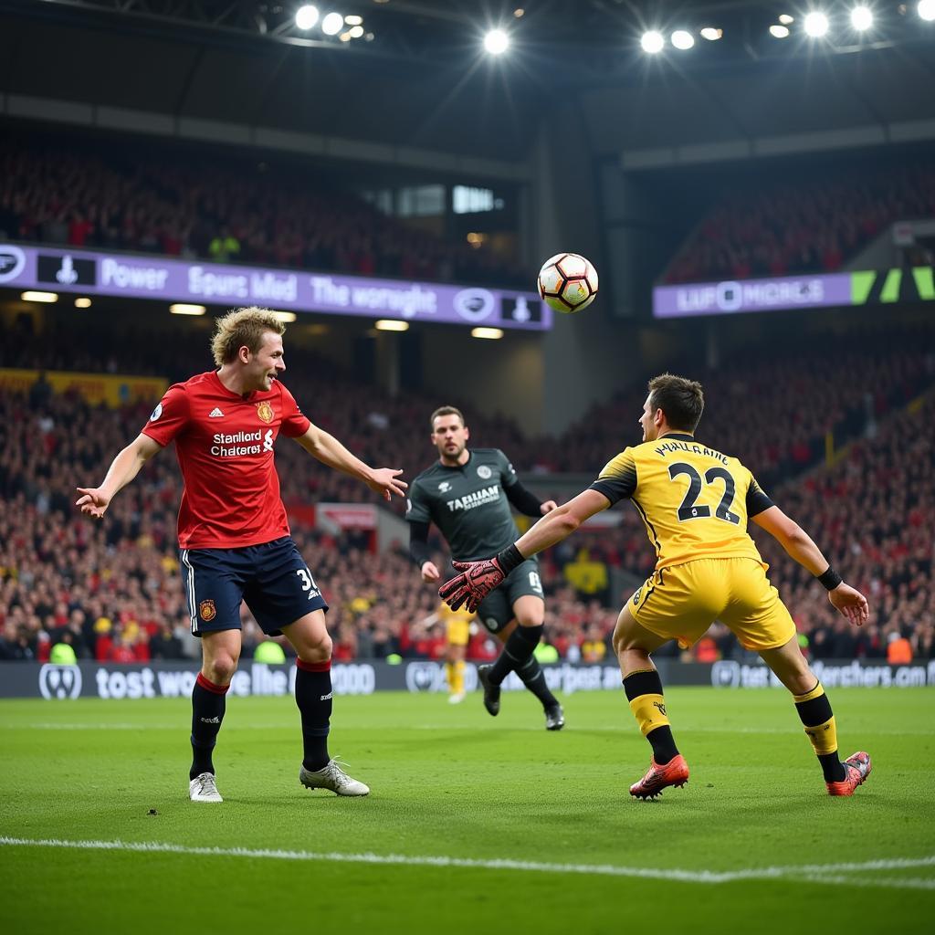 Haaland scoring a goal in the Premier League