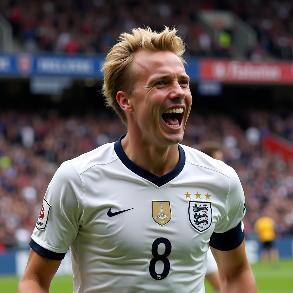 Erling Haaland Smiling After Scoring a Goal