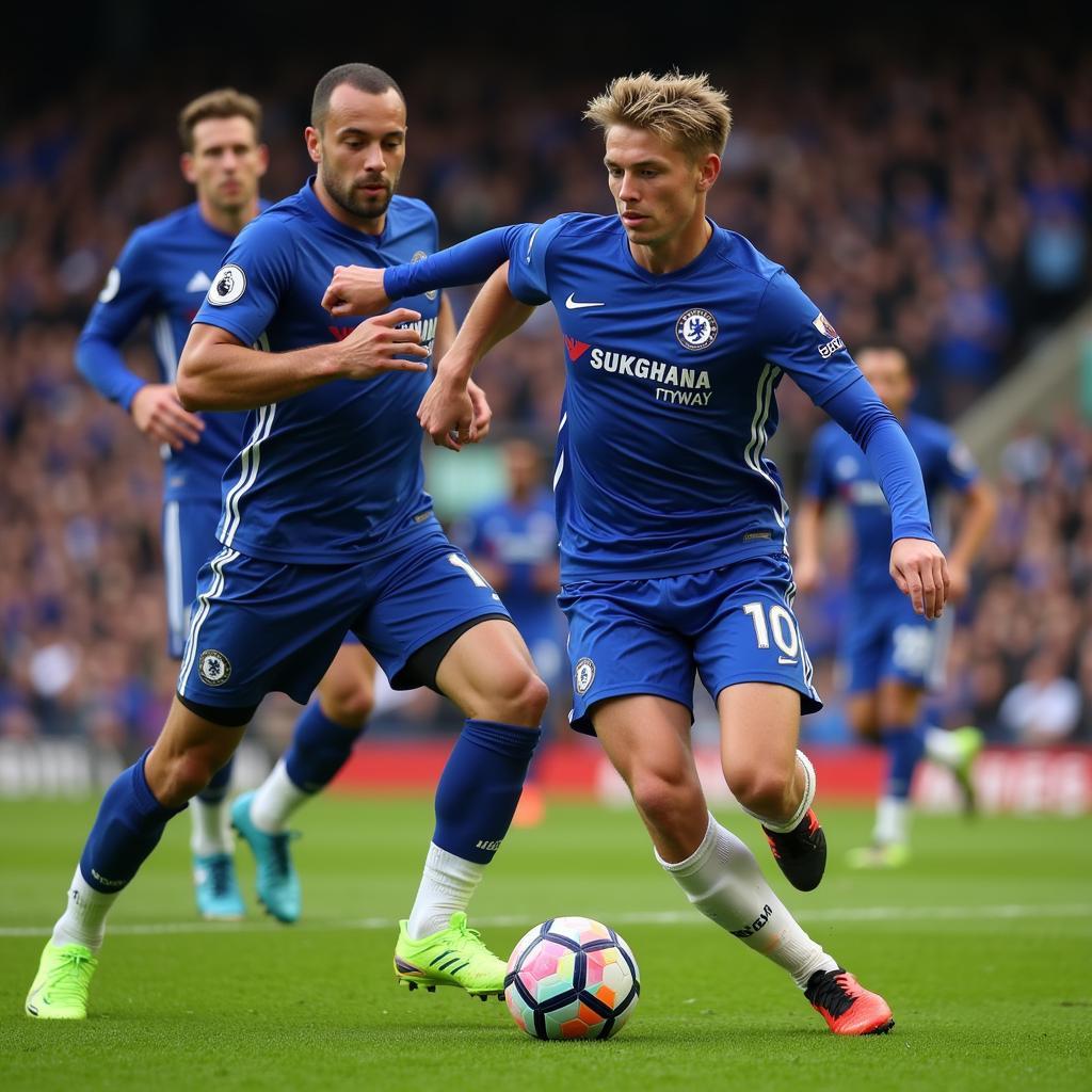 Haaland outpaces a Chelsea defender