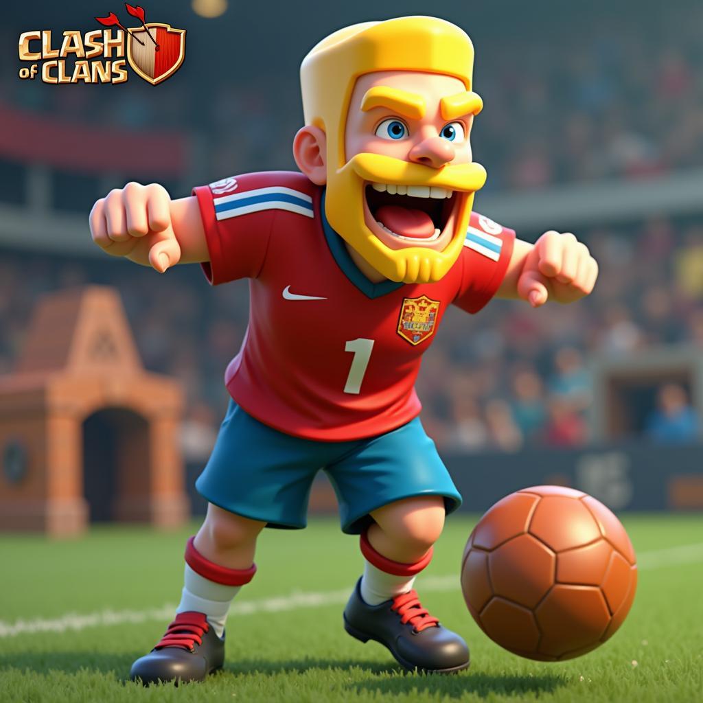 Erling Haaland's "The Striker" character in Clash of Clans