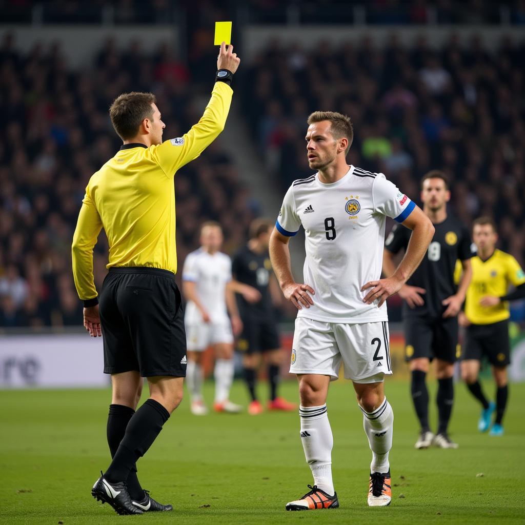 Haaland receiving a yellow card after a tackle