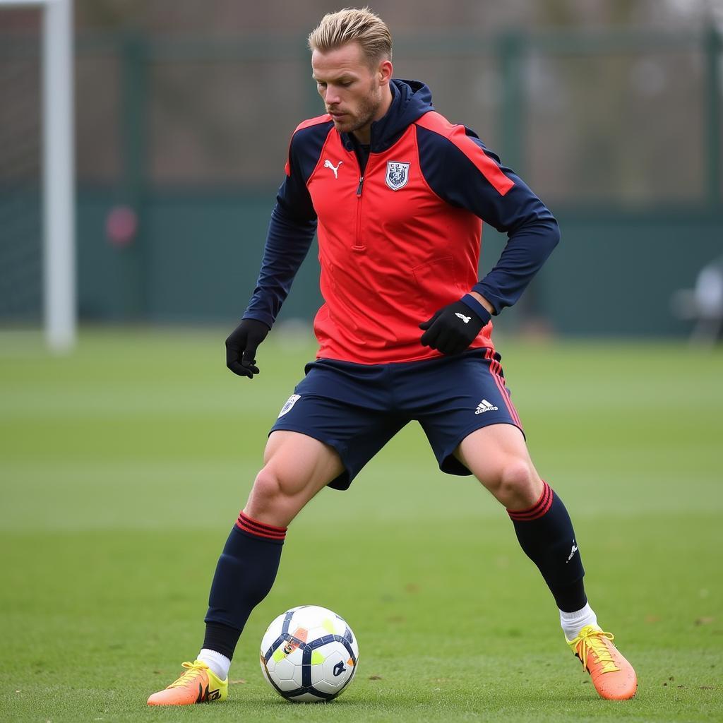 Haaland training on the pitch