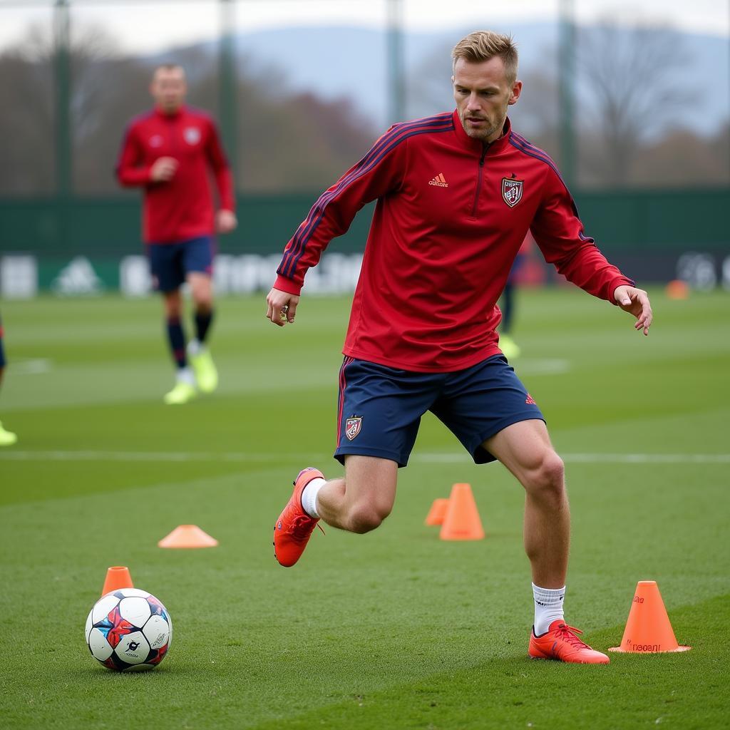 Erling Haaland practicing dribbling drills