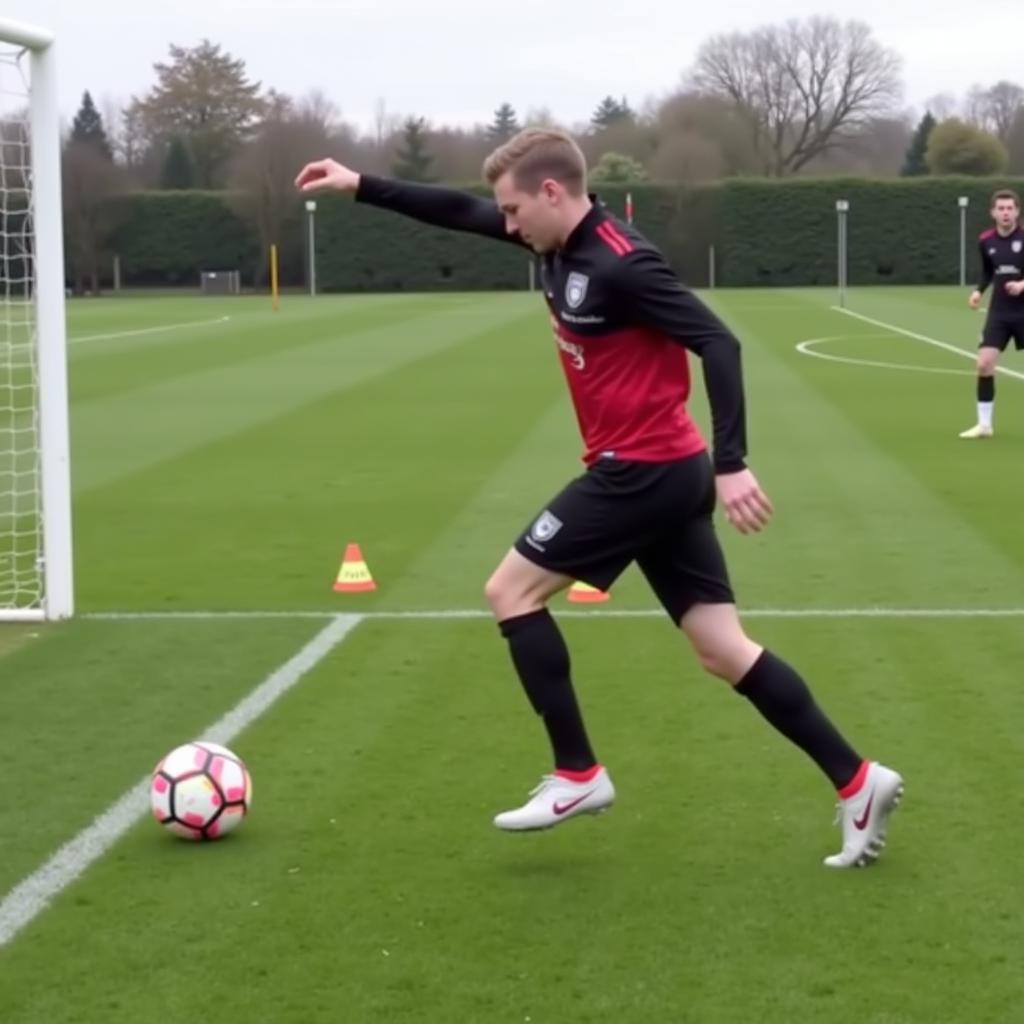 Erling Haaland practicing his finishing drills