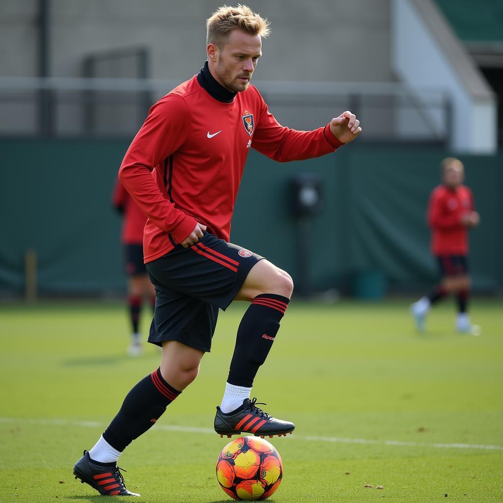 Erling Haaland training on a football field