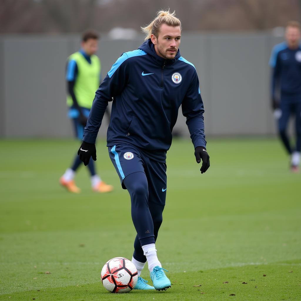 Haaland training with Man City