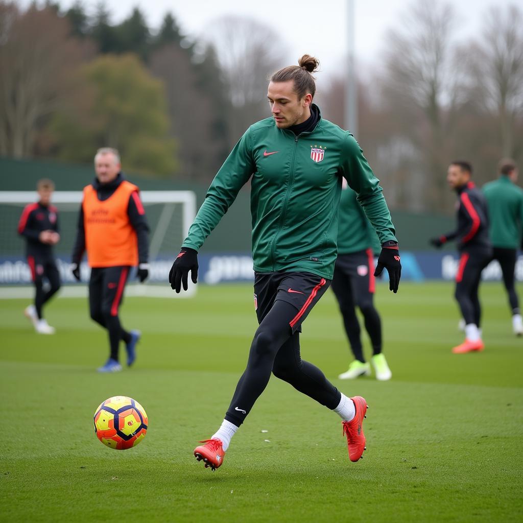 Haaland training before a Wolfsburg match