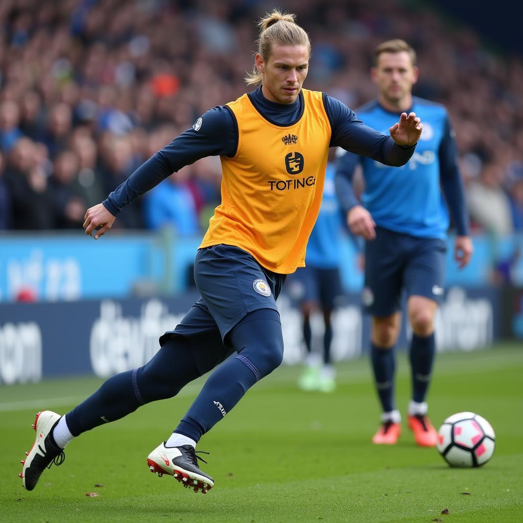 Erling Haaland focused during training