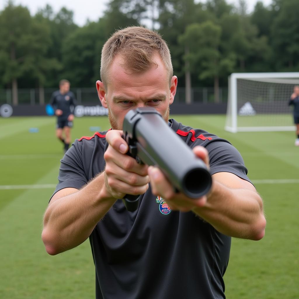 Haaland practicing shooting drills