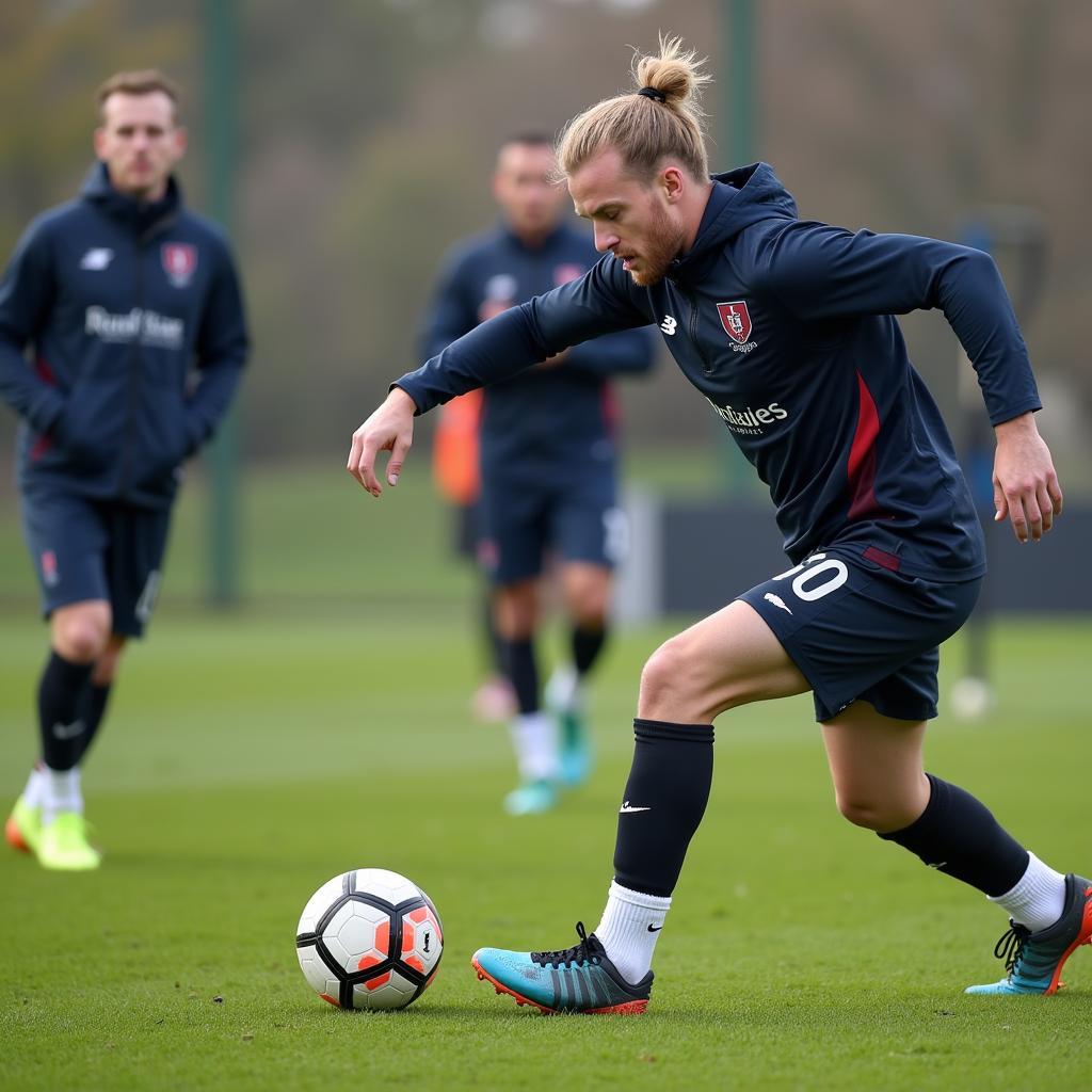 Erling Haaland perfecting his technique during training