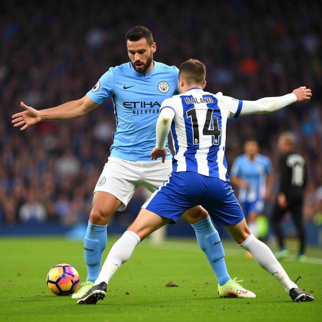 Haaland in a duel with a Brighton defender