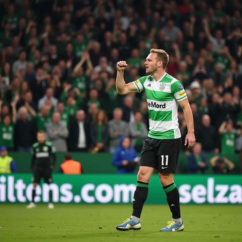 Haaland celebrates a goal against Borussia Mönchengladbach