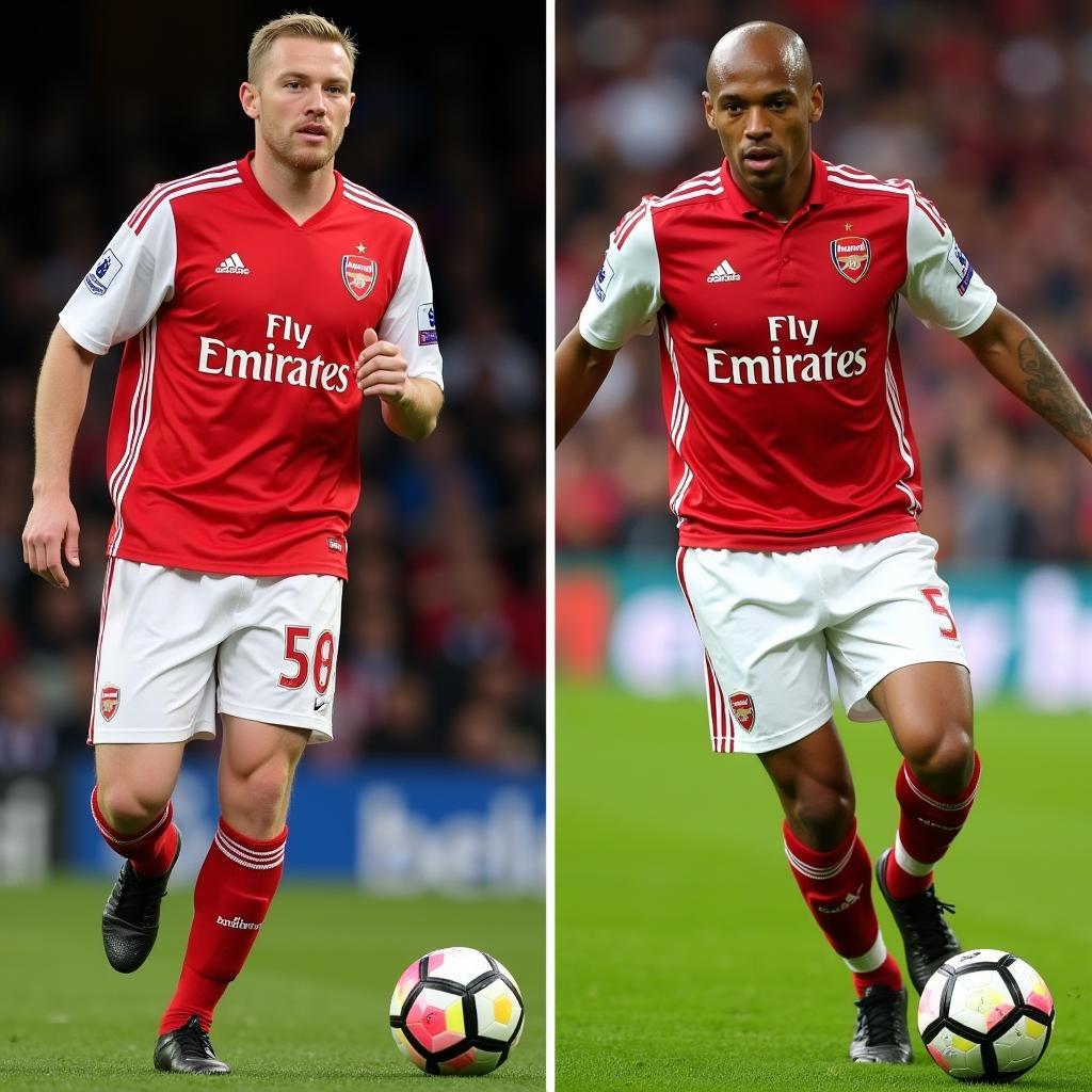 Side-by-side image comparing Erling Haaland and Thierry Henry