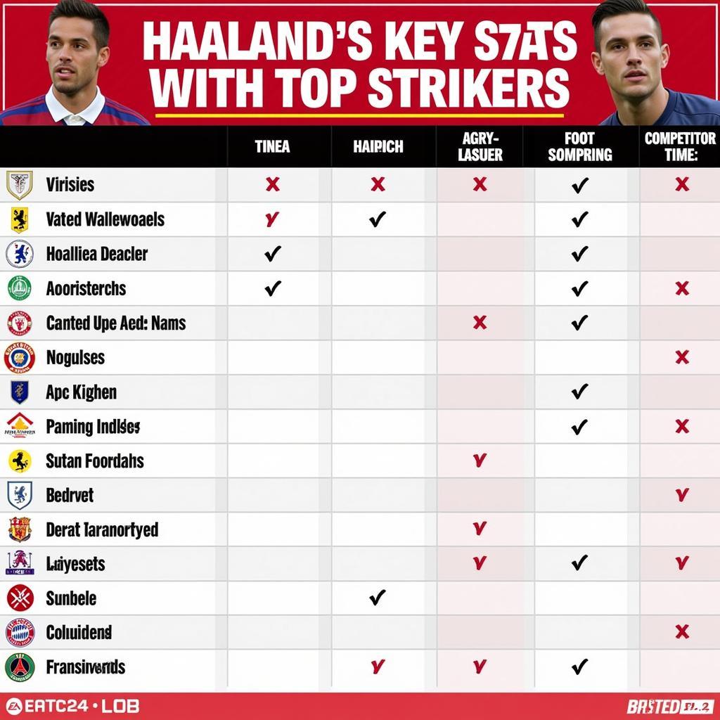 Comparison of Erling Haaland with other top strikers in EA FC 24