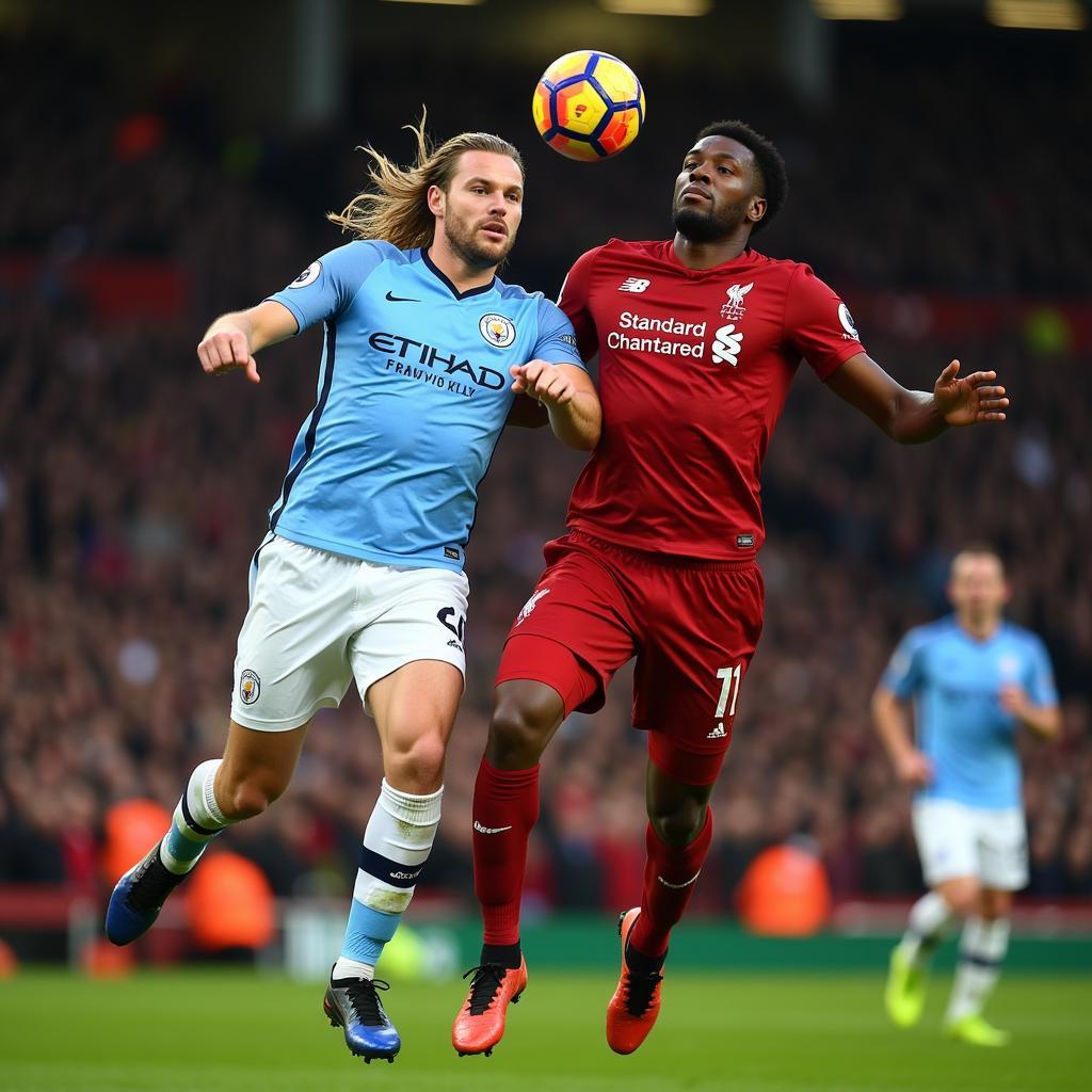 Haaland battling with Van Dijk at Anfield