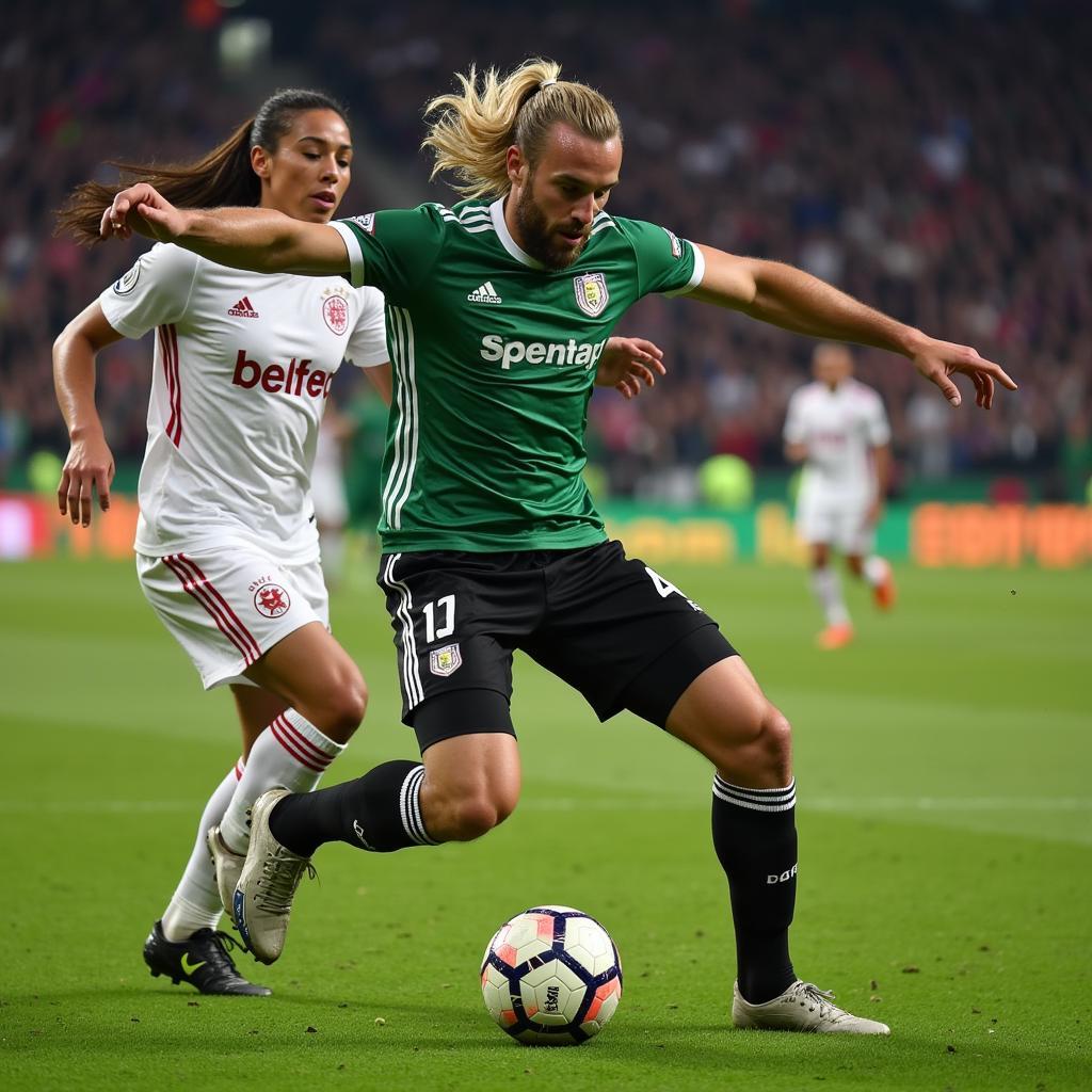 Haaland battling against Wolfsburg's defense