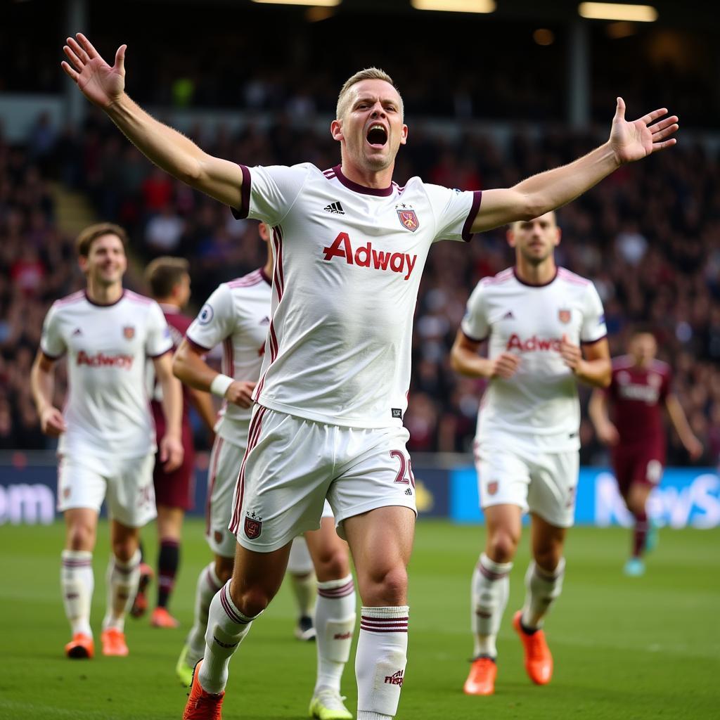 Haaland celebrating against West Ham