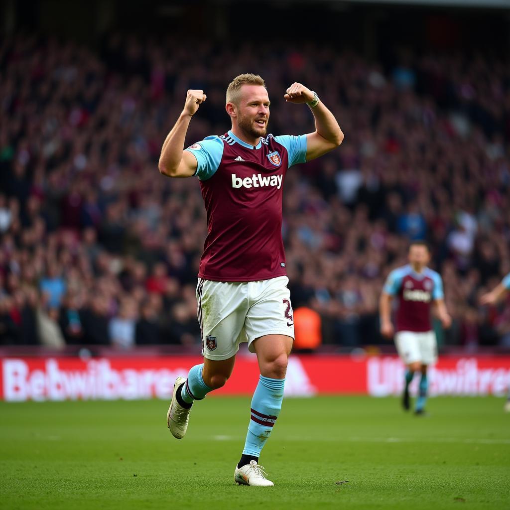 Haaland celebrates a goal against West Ham