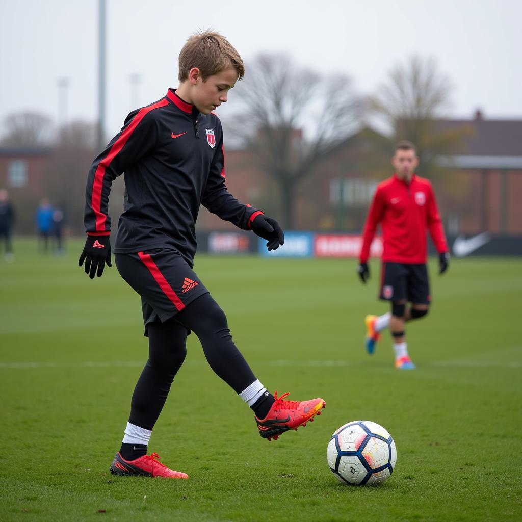 Erling Haaland training as a youth player